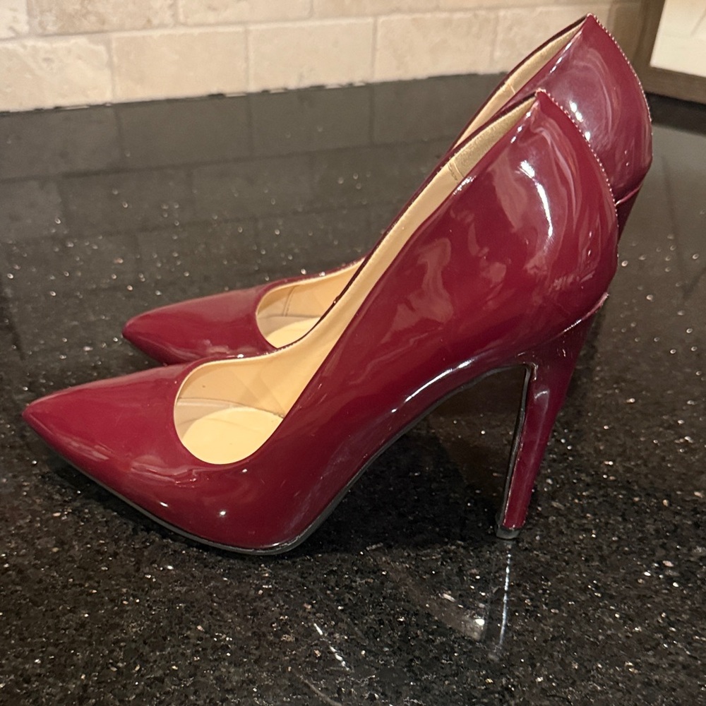 Elegant Burgundy Patent Leather Heels